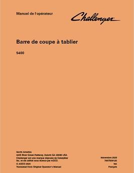 AGCO 5400 Draper Header Operator Manual 700750912D French