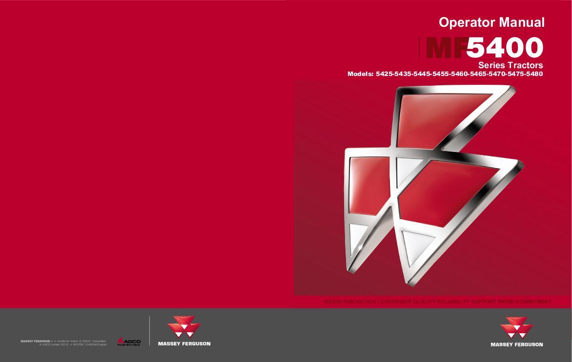 AGCO 5465 5475 Tractor (with Perkins engine, Dyna-4, tier 3) Operator Manual 4315780M2 English 1 AGCO 5465 5475 Tractor (with Perkins engine, Dyna-4, tier 3) Operator Manual 4315780M2 English