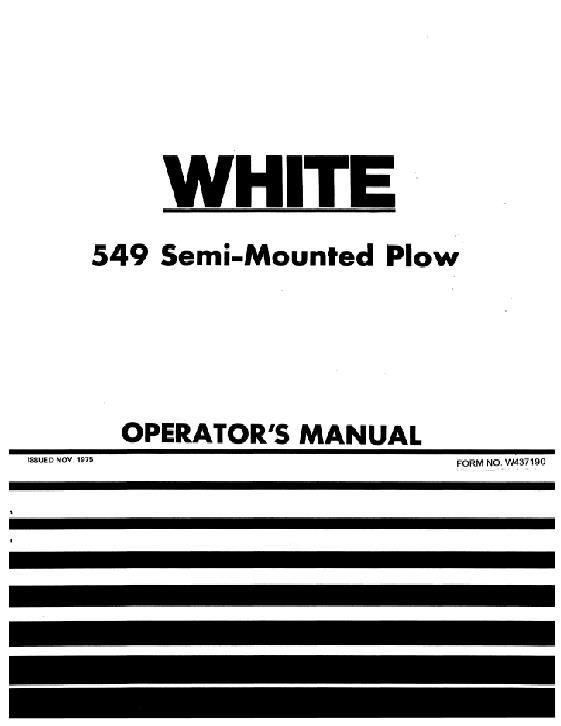 AGCO 549 Moldboard Plow (semi-mounted) Operator Manual W437190 English 1 AGCO 549 Moldboard Plow (semi-mounted) Operator Manual W437190 English