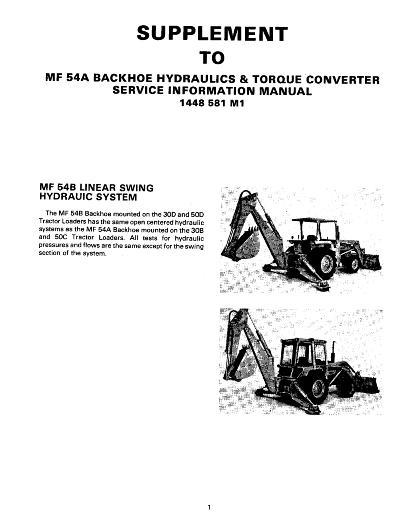 AGCO 54B Backhoe (linear swing supplement) Service Manual 1449501M1 English