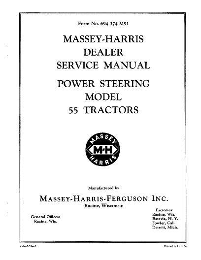 AGCO 55 Tractor (power steering) Service Manual 694374M91 English