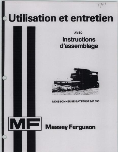 AGCO 550 Combine Operator Manual 1448472F1 French 1 AGCO 550 Combine Operator Manual 1448472F1 French