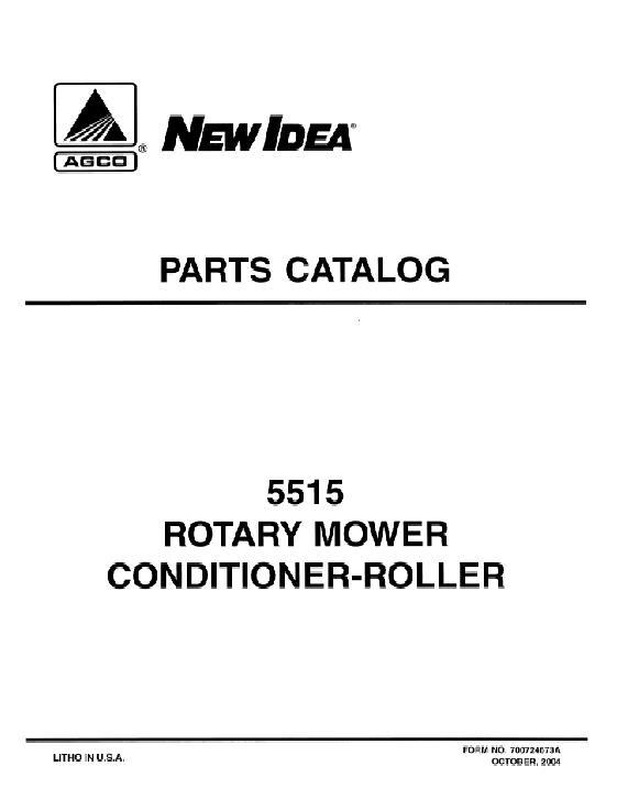 AGCO 5515 Rotary Mower Conditioner - Roll Parts Book 700724673A English 1 AGCO 5515 Rotary Mower Conditioner - Roll Parts Book 700724673A English