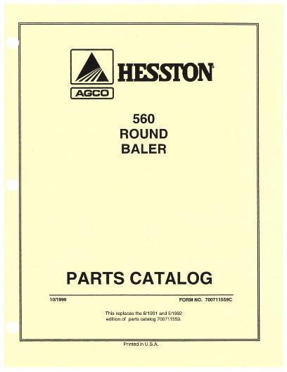 AGCO 560 Round Baler (eff sn 1965) Parts Book 700711559C English 1 AGCO 560 Round Baler (eff sn 1965) Parts Book 700711559C English