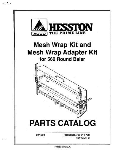 AGCO 560 Round Baler (mesh wrap kit, eff sn MW5500186) Parts Book 700711778B English