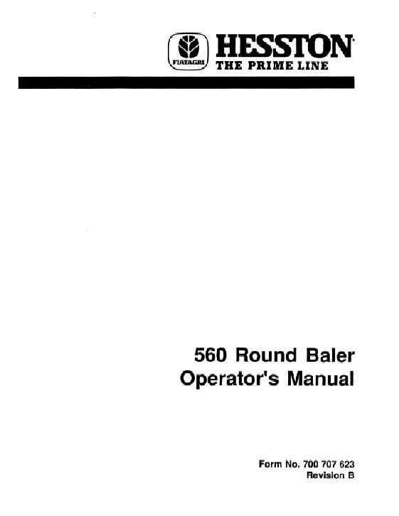 AGCO 560 Round Baler (sn 101 - 0661) Operator Manual 700707623B English 1 AGCO 560 Round Baler (sn 101 - 0661) Operator Manual 700707623B English