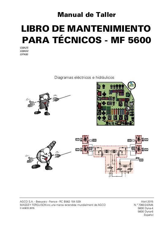 AGCO 5600 Series Tractor Technician Service Book Service Manual 7060243M4 Spanish