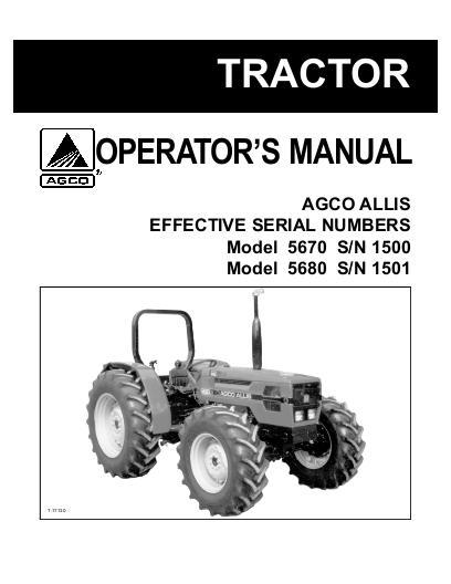 AGCO 5670 5680 Tractor (eff sn 1501) Operator Manual 72201413 English 1 AGCO 5670 5680 Tractor (eff sn 1501) Operator Manual 72201413 English
