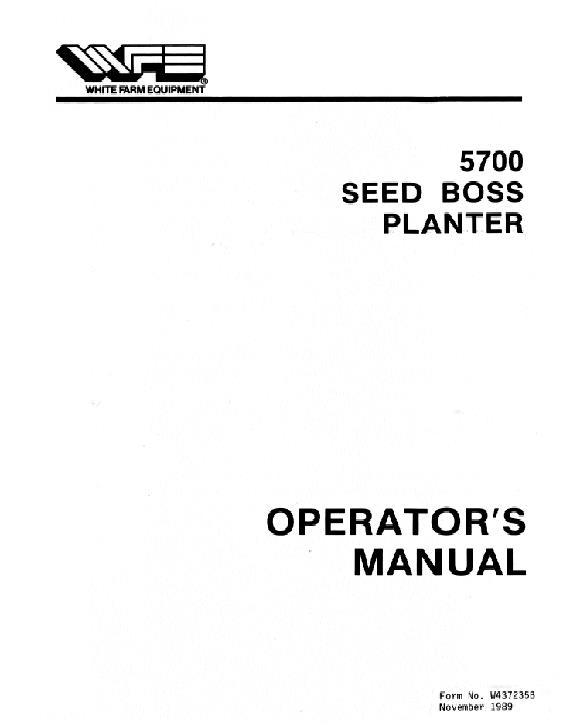AGCO 5700 Seed Boss Planter Operator Manual W437235B English 1 AGCO 5700 Seed Boss Planter Operator Manual W437235B English