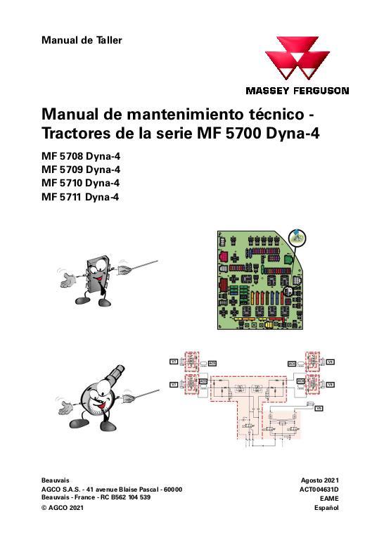 AGCO 5700 Series Tractor (Dyna-4) Technician Service Book Service Manual ACT004631D Spanish