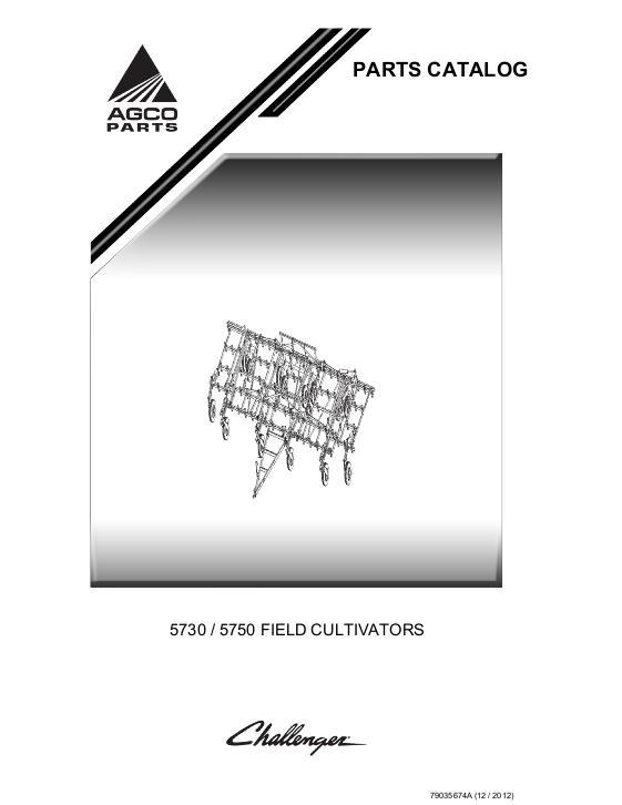 AGCO 5730 5750 Field Cultivator Parts Book 79035674A English 1 AGCO 5730 5750 Field Cultivator Parts Book 79035674A English