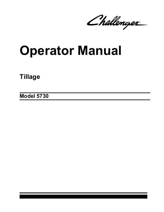 AGCO 5730 Field Cultivator Operator Manual 9971380CHA English 1 AGCO 5730 Field Cultivator Operator Manual 9971380CHA English