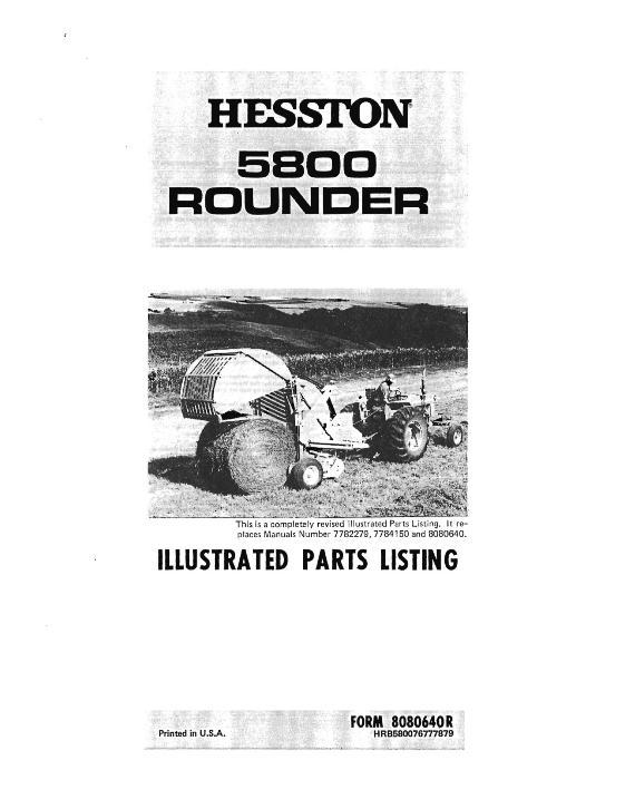 AGCO 5800 Round Baler Parts Book 8080640 English 1 AGCO 5800 Round Baler Parts Book 8080640 English