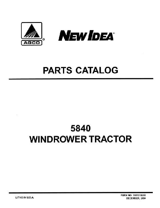 AGCO 5840 Windrower Tractor Parts Book 700721023B English 1 AGCO 5840 Windrower Tractor Parts Book 700721023B English