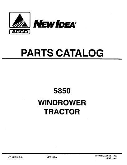 AGCO 5850 Windrower Tractor Parts Book 700725419A English
