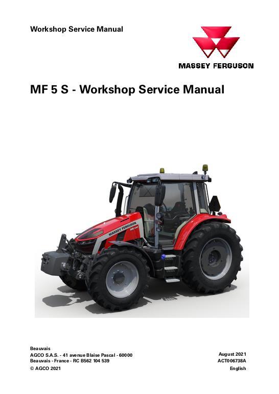AGCO 5S.105 5S.115 5S.125 5S.135 5S.145 Tractor (packet) Service Manual ACT006738A English