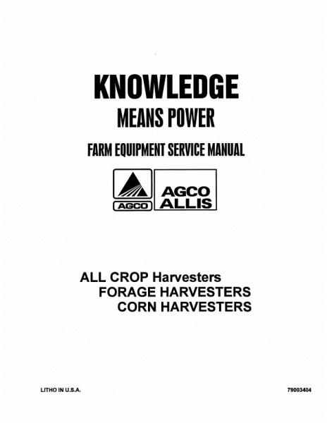 AGCO 60 100 All Crop Harvester Service Manual 79003404 English