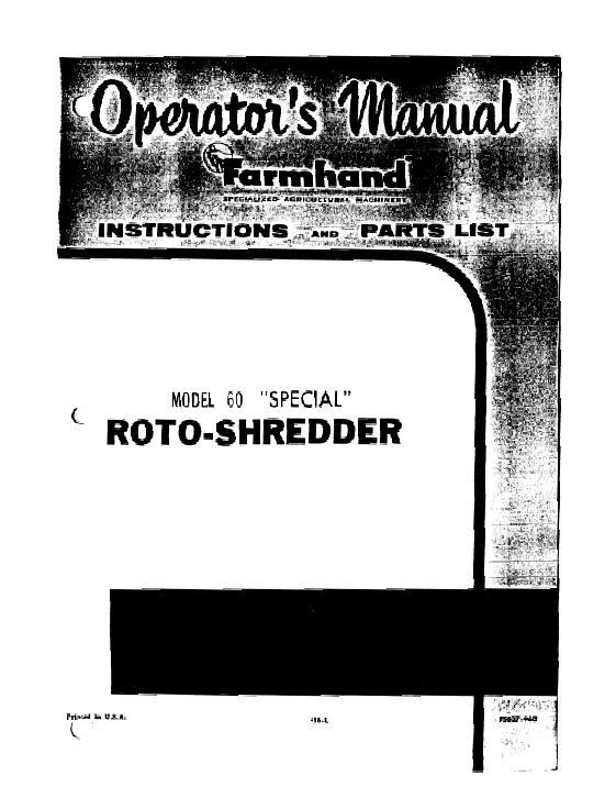 AGCO 60 Roto-Shredder (1960) Operator Manual FS637960 English 1 AGCO 60 Roto-Shredder (1960) Operator Manual FS637960 English
