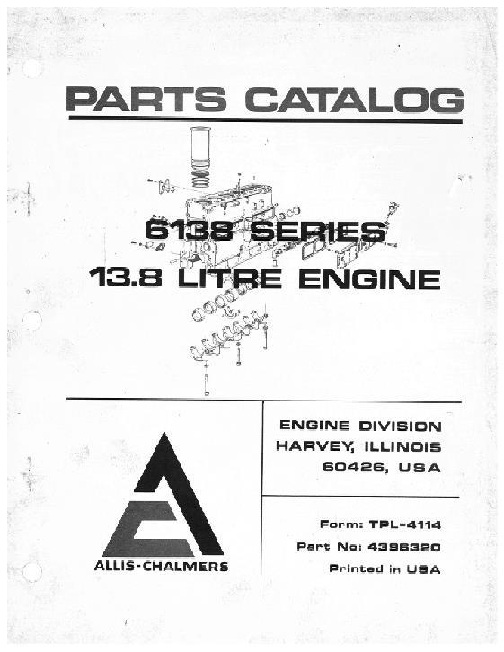 AGCO 6138 Series Engine (13.8 L) Parts Book 74396320 English