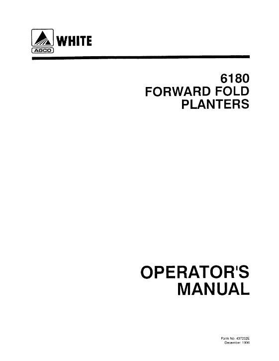 AGCO 6182 6186 6198 Planter Operator Manual 437252E English 1 AGCO 6182 6186 6198 Planter Operator Manual 437252E English