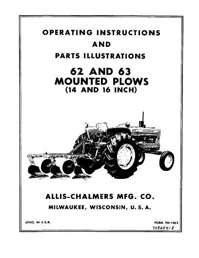 AGCO 62 63 Mounted Plow (14 - 16 ft) Operator Manual 70828418 English 1 AGCO 62 63 Mounted Plow (14 - 16 ft) Operator Manual 70828418 English