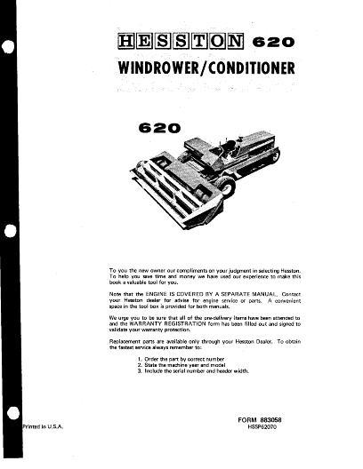 AGCO 620 SP Windrower (1970) Operator Manual 883058 English 1 AGCO 620 SP Windrower (1970) Operator Manual 883058 English