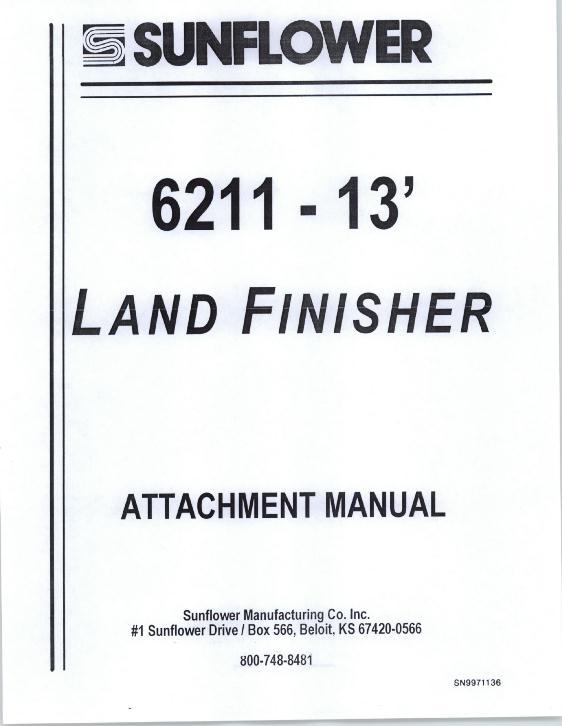 AGCO 6211 Land Finisher Attachment (13 ft) Operator Manual SN9971136 English 1 AGCO 6211 Land Finisher Attachment (13 ft) Operator Manual SN9971136 English