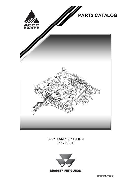 AGCO 6221 Land Finisher Parts Book 651851M4 English 1 AGCO 6221 Land Finisher Parts Book 651851M4 English