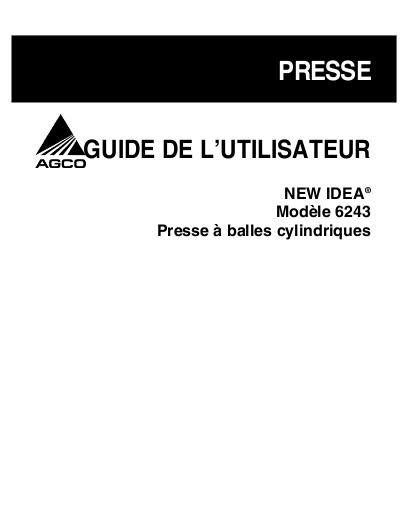 AGCO 6243 Round Baler Operator Manual 700723146C French 1 AGCO 6243 Round Baler Operator Manual 700723146C French