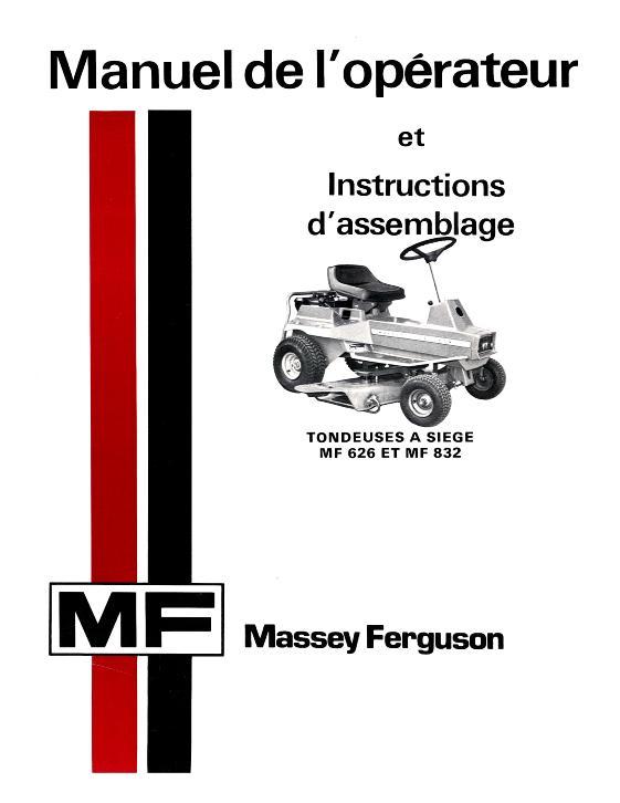 AGCO 626 832 Rider Mower Operator Manual 1448319F1 French 1 AGCO 626 832 Rider Mower Operator Manual 1448319F1 French