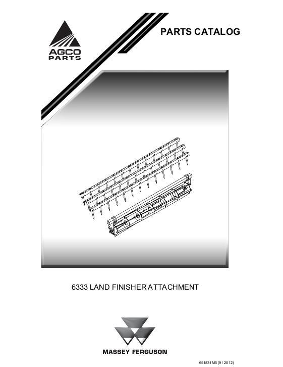 AGCO 6333 Land Finisher Attachments Parts Book 651831M5 English 1 AGCO 6333 Land Finisher Attachments Parts Book 651831M5 English