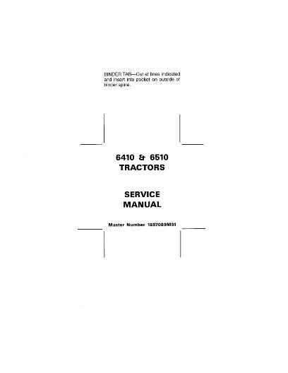 AGCO 6410 6510 Tractor (packet) Service Manual 1857089M1 English