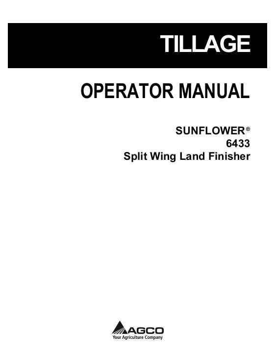 AGCO 6433 Land Finisher (split wing) Operator Manual 997787SNF English 1 AGCO 6433 Land Finisher (split wing) Operator Manual 997787SNF English