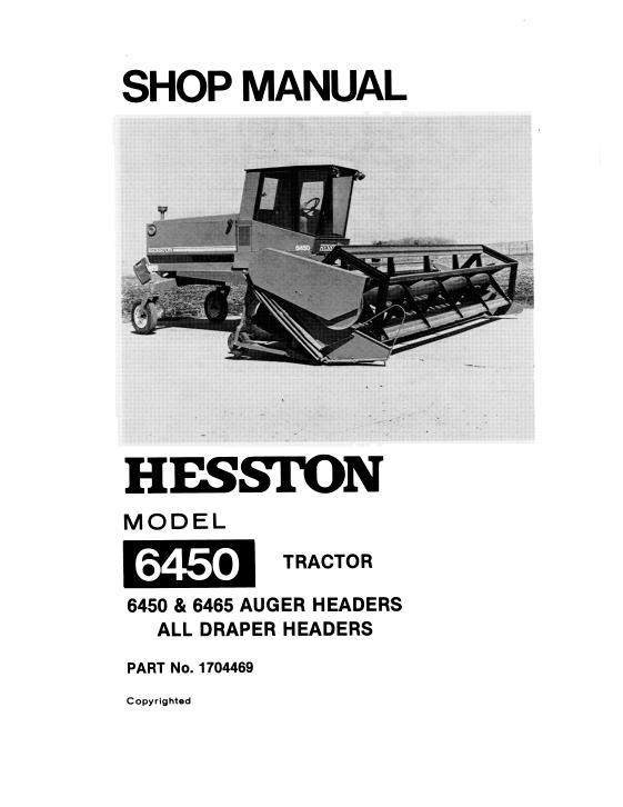 AGCO 6450 SP Windrower Service Manual 1704469 English