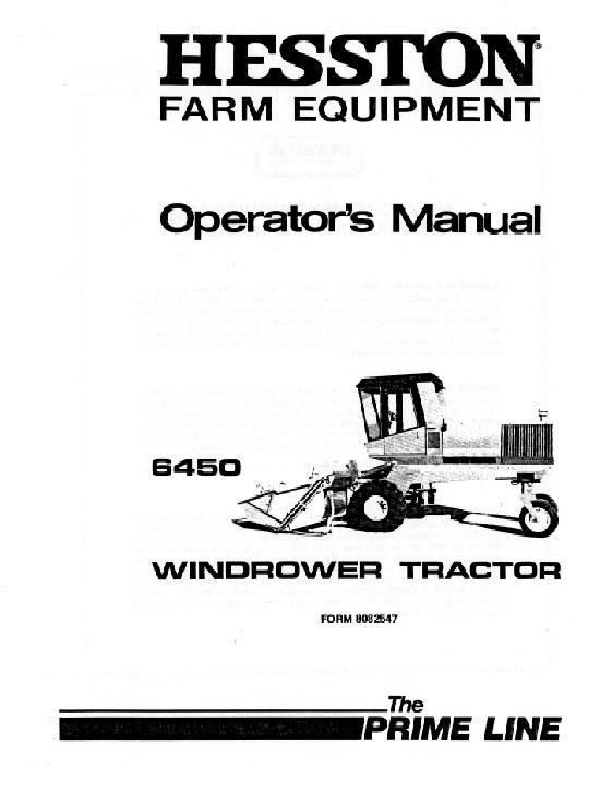 AGCO 6450 Windrower (eff sn 650) Operator Manual 8082547 English 1 AGCO 6450 Windrower (eff sn 650) Operator Manual 8082547 English