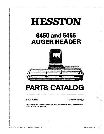 AGCO 6450 (sn 650 to 1424) 6465 D120 (eff sn 40001) Auger Header Parts Book 8880692 English 1 AGCO 6450 (sn 650 to 1424) 6465 D120 (eff sn 40001) Auger Header Parts Book 8880692 English