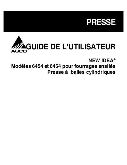AGCO 6454, 6454 Silage Operator Manual 700723165D French 1 AGCO 6454, 6454 Silage Operator Manual 700723165D French
