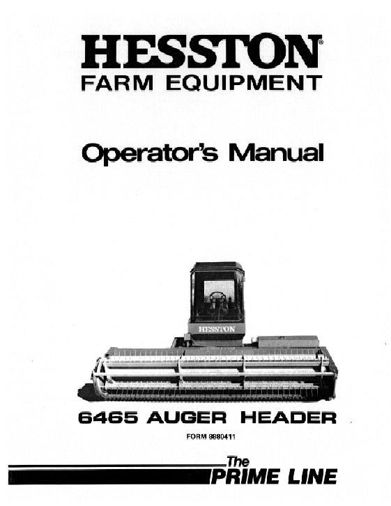 AGCO 6465 D120 Auger Header (eff sn 40001) Operator Manual 8880411 English 1 AGCO 6465 D120 Auger Header (eff sn 40001) Operator Manual 8880411 English