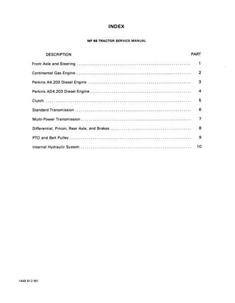 AGCO 65 Ag Industrial Utility Tractor (packet) Service Manual 1448812M1 English