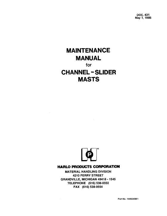 AGCO 6500H 6800H Forklift (mast supplement) Service Manual 1449245M1 English