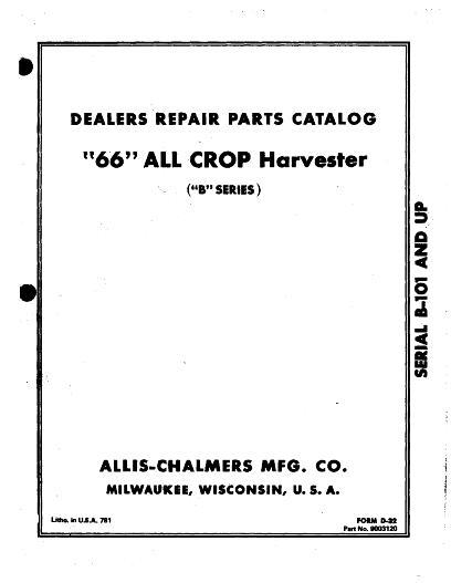 AGCO 66 B Series Combine (All Crop, eff sn 69101) Parts Book 79003120 English 1 AGCO 66 B Series Combine (All Crop, eff sn 69101) Parts Book 79003120 English