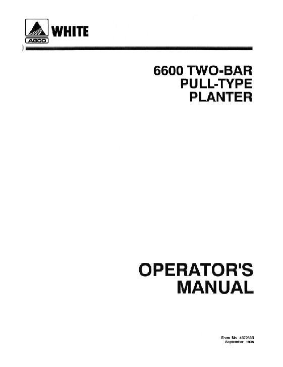 AGCO 6604 6606 6608 6616 Planter (rigid, two-bar) Operator Manual 437268B English 1 AGCO 6604 6606 6608 6616 Planter (rigid, two-bar) Operator Manual 437268B English