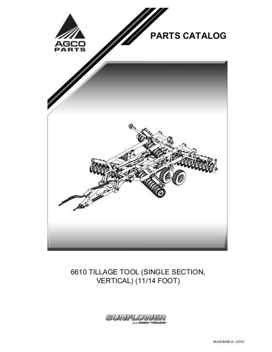 AGCO 6610 Vertical Tillage Tool (single section) Parts Book 652043NAB English 1 AGCO 6610 Vertical Tillage Tool (single section) Parts Book 652043NAB English