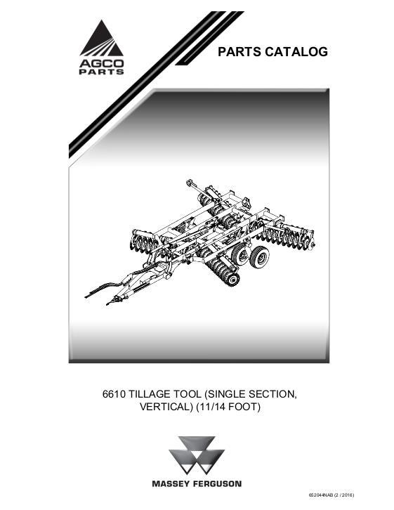 AGCO 6610 Vertical Tillage Tool (single section) Parts Book 652044NAB English 1 AGCO 6610 Vertical Tillage Tool (single section) Parts Book 652044NAB English