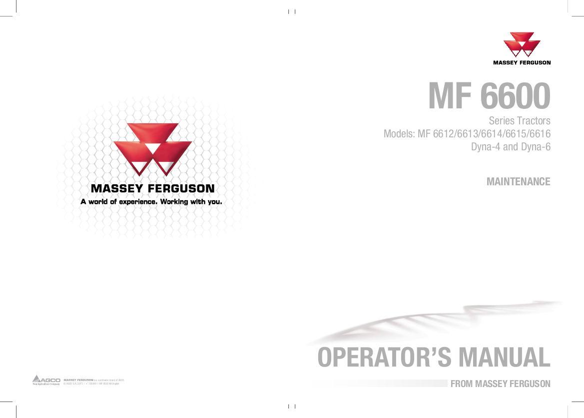 AGCO 6612 6613 6614 6615 6616 (Dyna-4 & 6, maintenence) Operator Manual 7060481M1 English