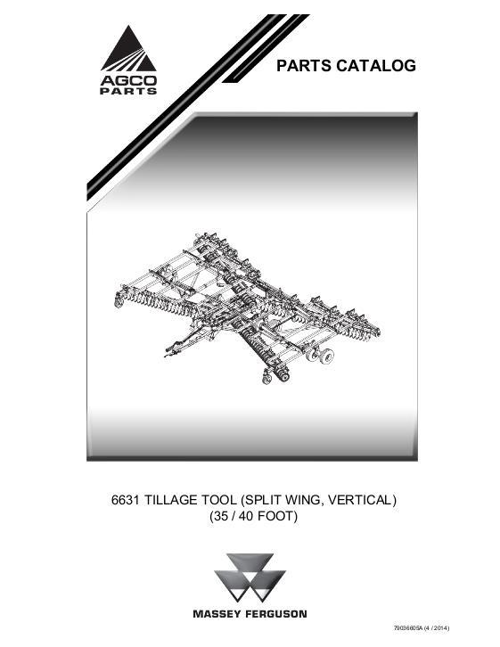 AGCO 6631 Vertical Tillage Tool (35 and 40 foot) Parts Book 79036605A English 1 AGCO 6631 Vertical Tillage Tool (35 and 40 foot) Parts Book 79036605A English