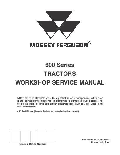 AGCO 670 690 698 699 Tractor (packet) Service Manual 1449203M2 English