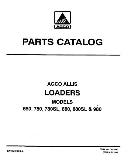 AGCO 680 780 880 980 Loader Parts Book 79016997 English