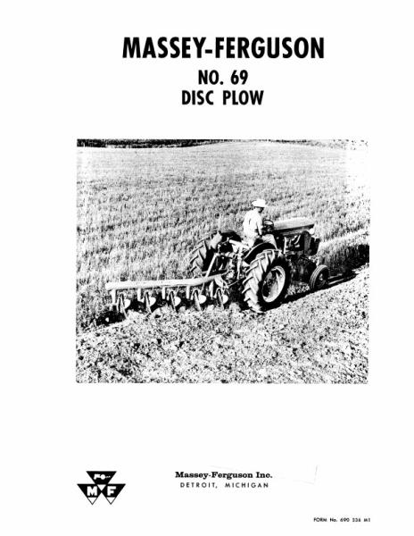 AGCO 69 Disc Plow Operator Manual 690336M1 English