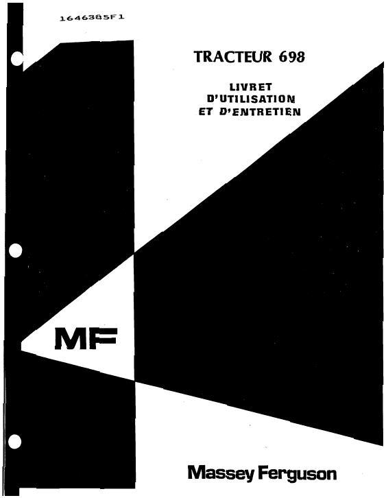 AGCO 698 Tractor Operator Manual 1646385F1 French 1 AGCO 698 Tractor Operator Manual 1646385F1 French